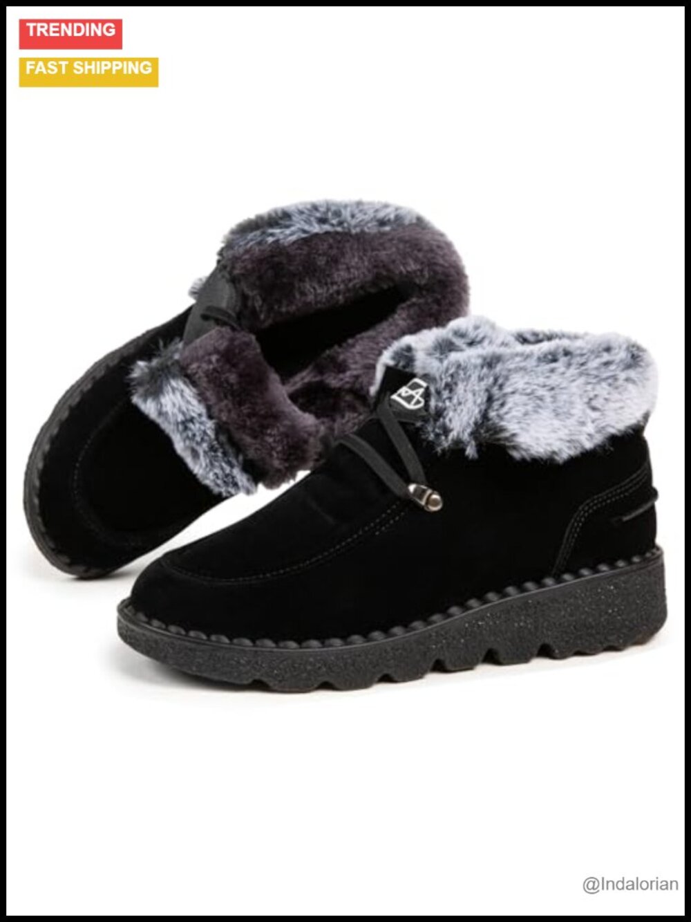 Faux Fur Lined Snow Boots - Warm Winter Ankle Boots with Non-Slip Sole